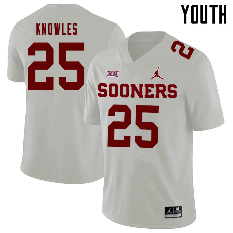 Jordan Brand Youth #25 Jaden Knowles Oklahoma Sooners College Football Jerseys Sale-White - Click Image to Close